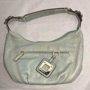 Tignanello Small Pale Blue Shoulder Bag + Matching Keychain